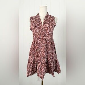 ME+EM Climbing Buds Print Short Tiered Slub Dress Size US 4 ALTERED - READ DESC